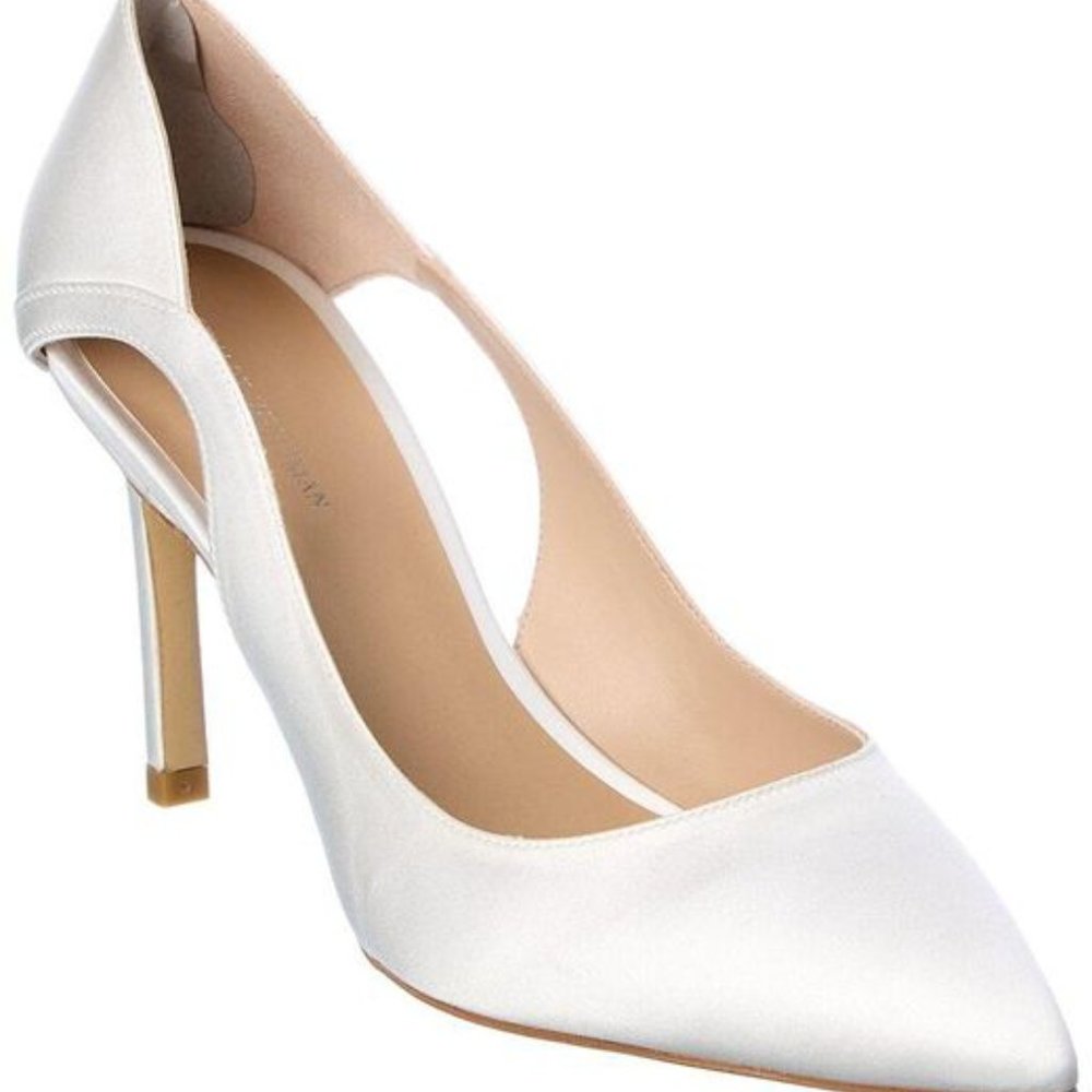 Stuart Weitzman NWT White Mariposa 85 Satin Pump Size 8 & 8.5 (38.5, 39)